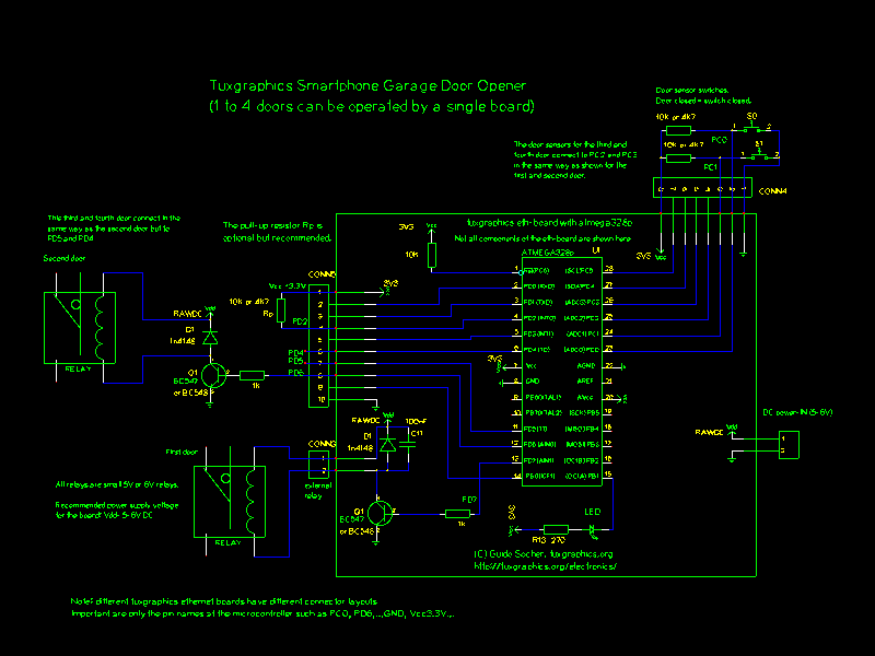 circuit diagram: relay and optional push button
