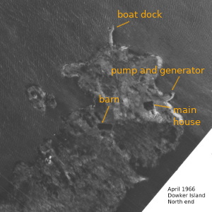 dowker island, with annotations, north side 1966